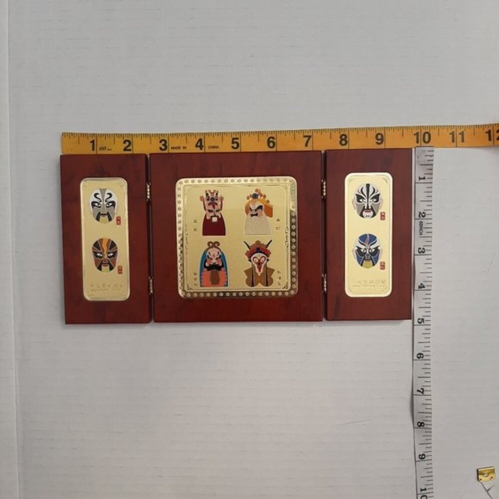 Chinese Traditional Opera Facial Makeup Wooden Panel Display Folk Art Decor - Picture 8 of 15